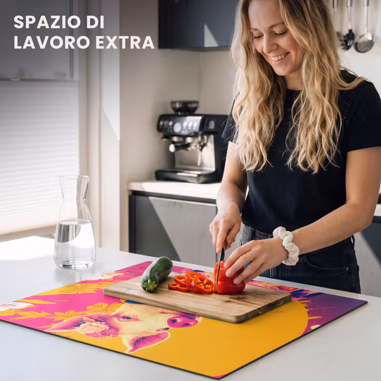 Protezione piano induzione - Maiale - Corona di fiori - Kimono - Astratto — 5
