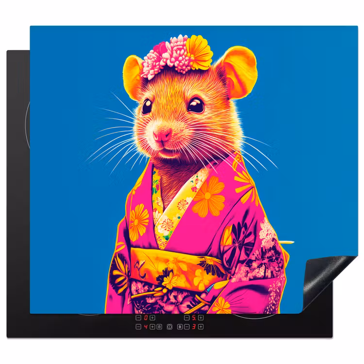 Protezione piano induzione - Mouse - Kimono - Fiori - Blu — 1