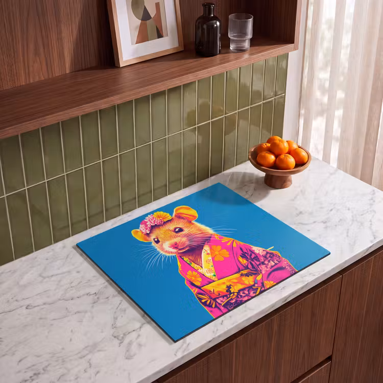 Protezione piano induzione - Mouse - Kimono - Fiori - Blu — 4
