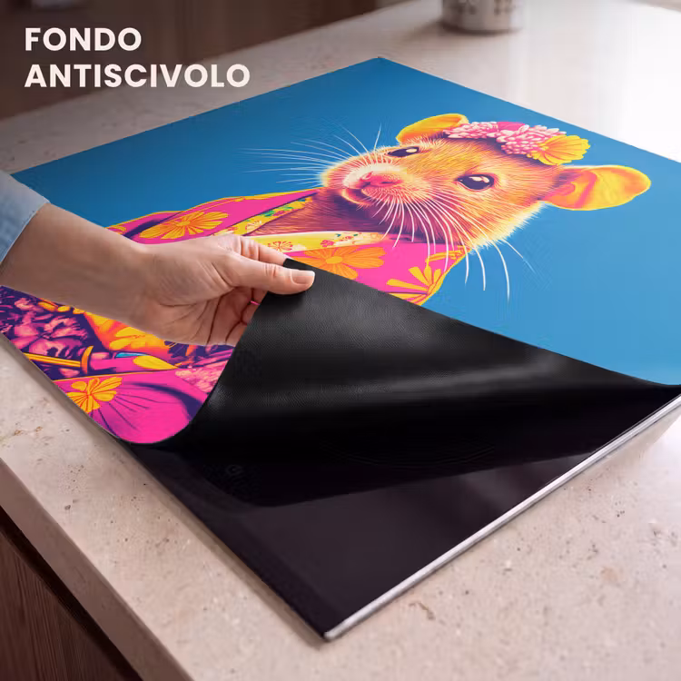 Protezione piano induzione - Mouse - Kimono - Fiori - Blu — 6