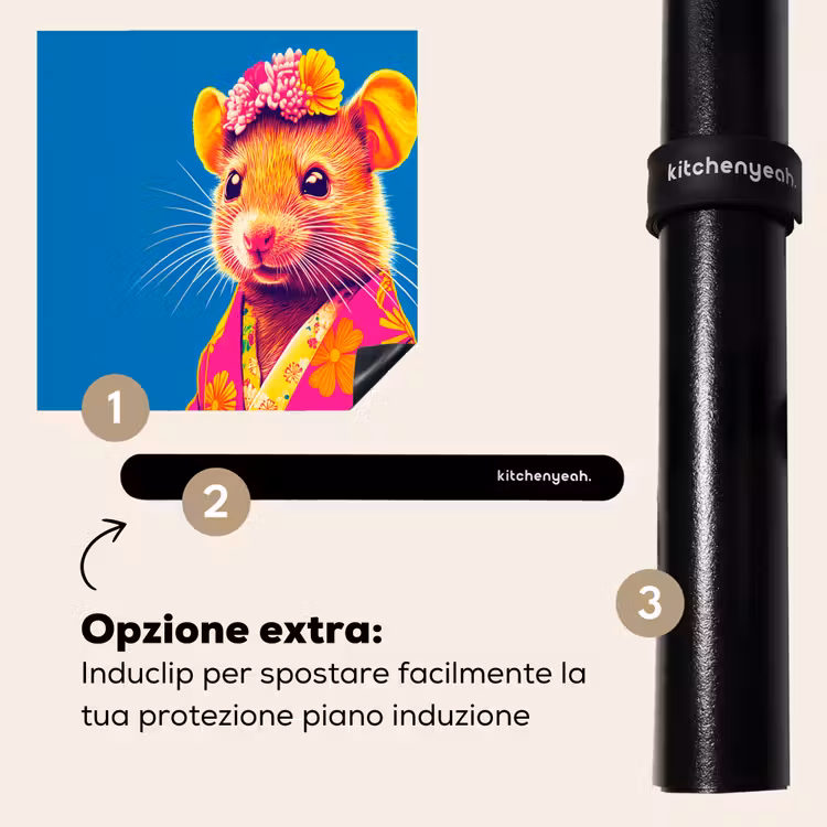 Protezione piano induzione - Mouse - Kimono - Fiori - Blu — 8