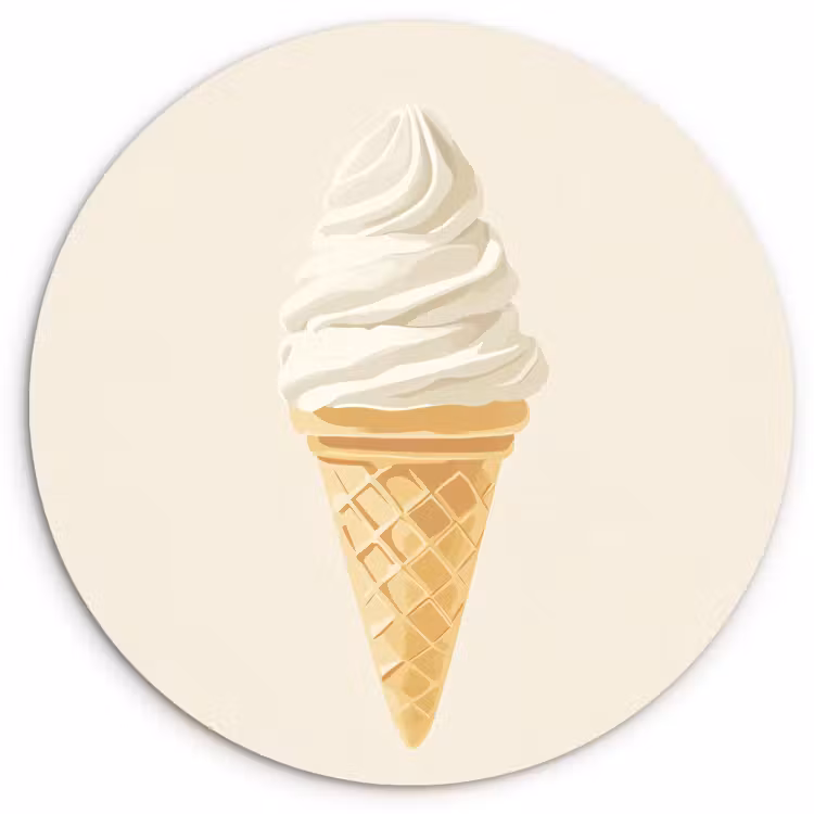 Quadro rotondo - Cono gelato - Bianco — 1