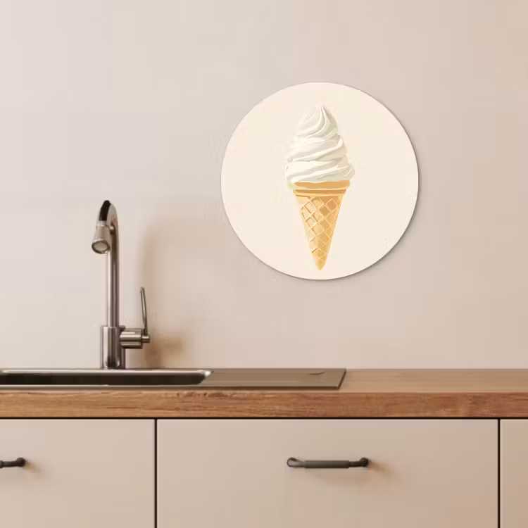 Quadro rotondo - Cono gelato - Bianco — 3