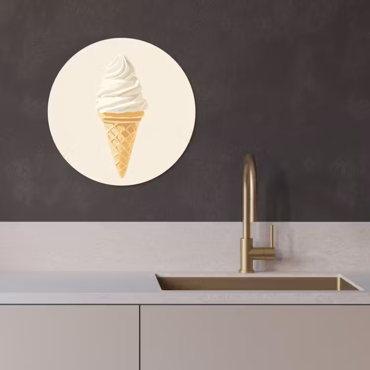 Quadro rotondo - Cono gelato - Bianco — 4