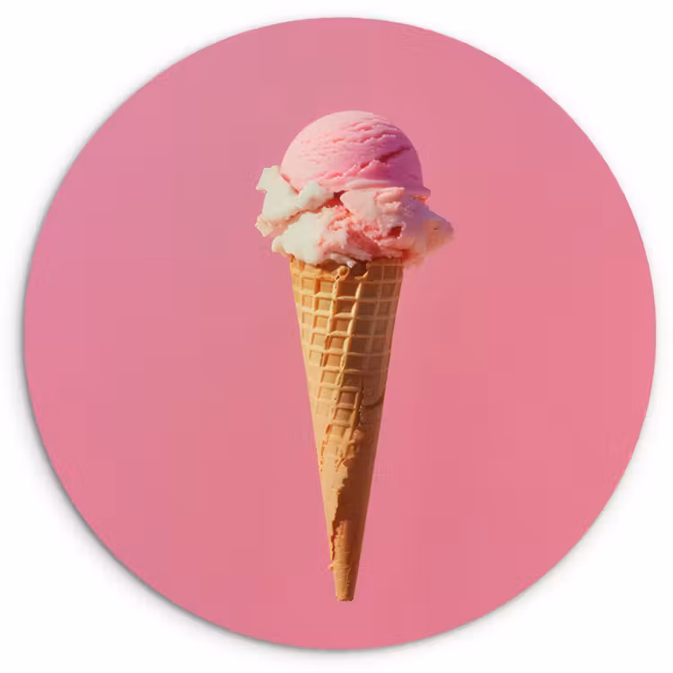 Quadro rotondo - Corno - Paletta per gelato - Rosa — 1