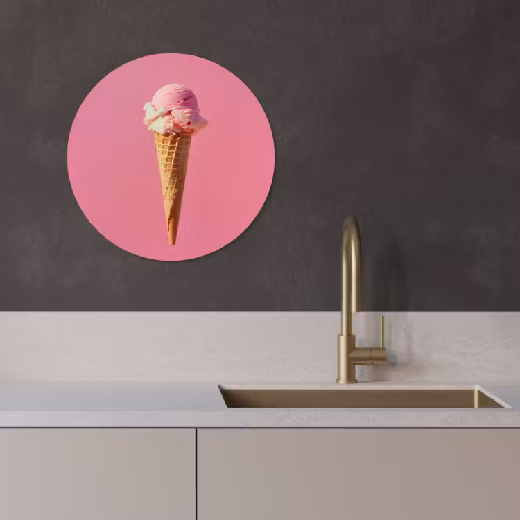 Quadro rotondo - Corno - Paletta per gelato - Rosa — 2