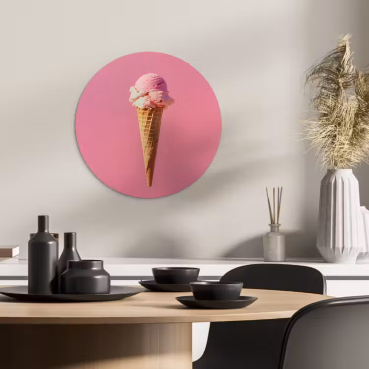 Quadro rotondo - Corno - Paletta per gelato - Rosa — 3