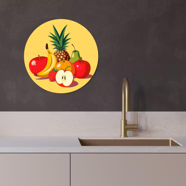 Quadro rotondo - Frutta - Illustrazione - Colorato — 1
