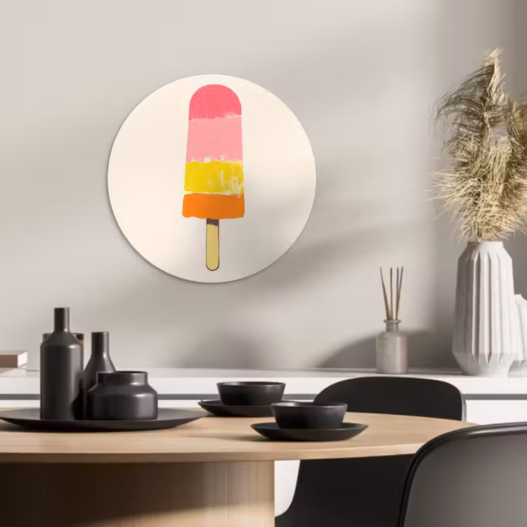 Quadro rotondo - Gelato all'acqua - Retro - Stick - Rosa — 2