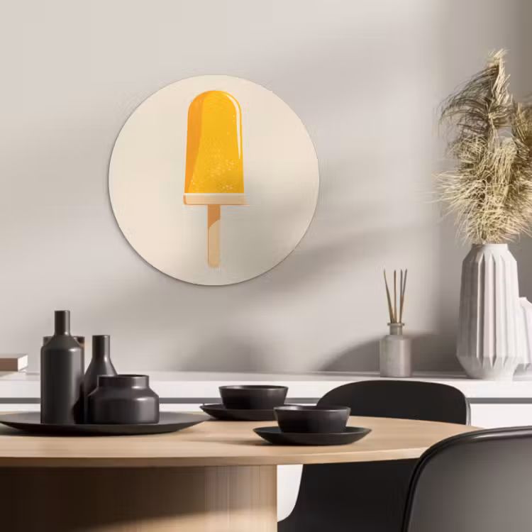 Quadro rotondo - Gelato all'arancia - stecco - acqua — 1
