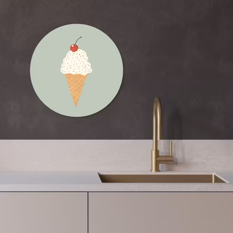 Quadro rotondo - Illustrazione - Gelato - Macchioline - Ciliegia — 2