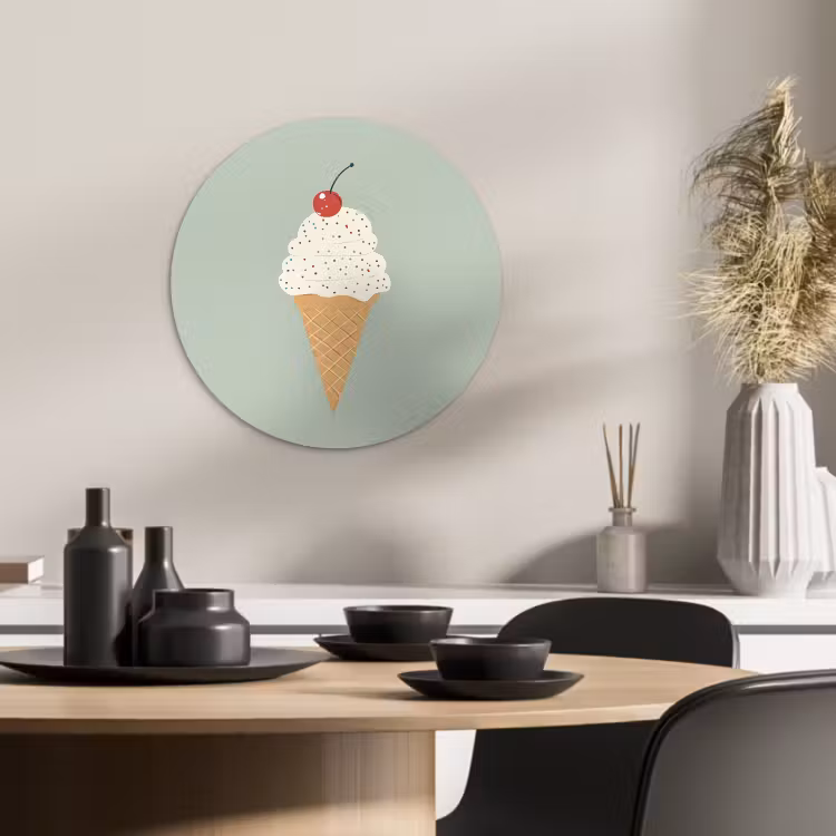 Quadro rotondo - Illustrazione - Gelato - Macchioline - Ciliegia — 4