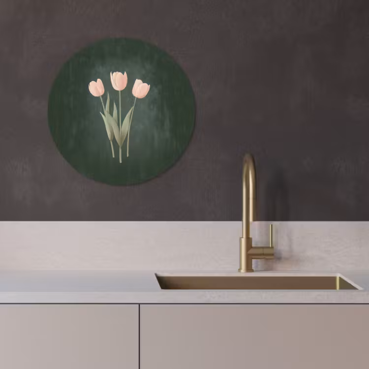 Quadro rotondo - Tulipani - Amore - Verde scuro — 4
