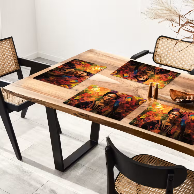 Tovaglietta in vinile - Donna - Fiori - Pappagallo - Pittoresco — 4