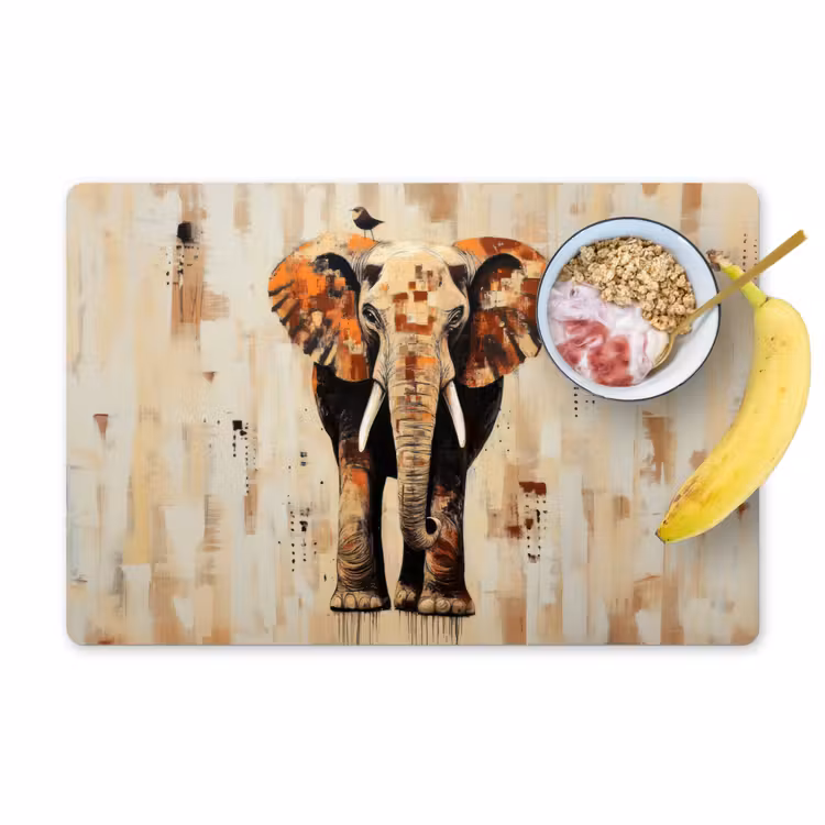 Tovaglietta in vinile - Elefante - Tronco - Mosaico - Astratto — 1