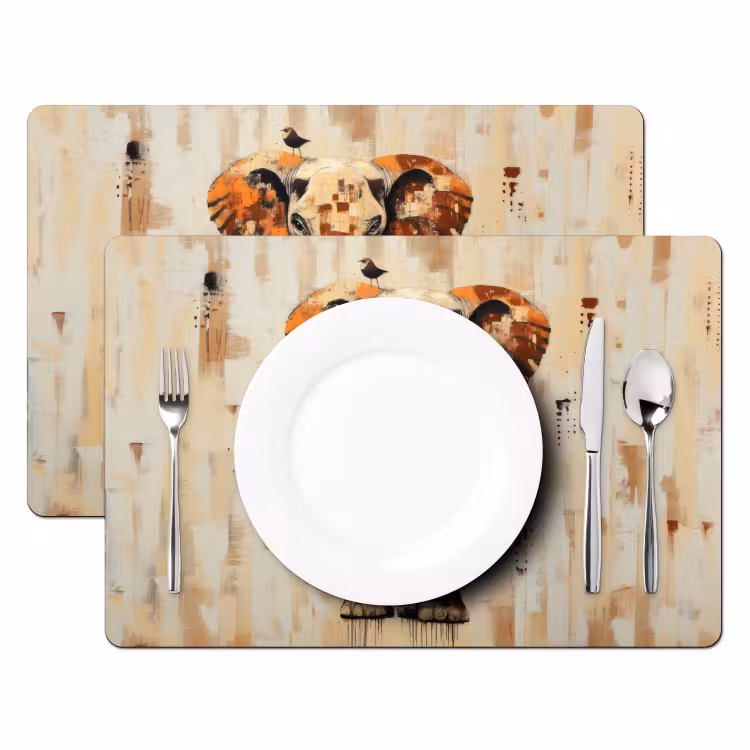 Tovaglietta in vinile - Elefante - Tronco - Mosaico - Astratto — 2