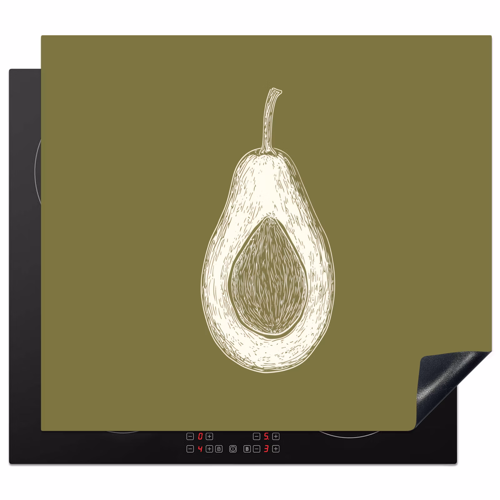 Protezione piano induzione - Avocado - Minimalista - Illustrazione - Verde — 1