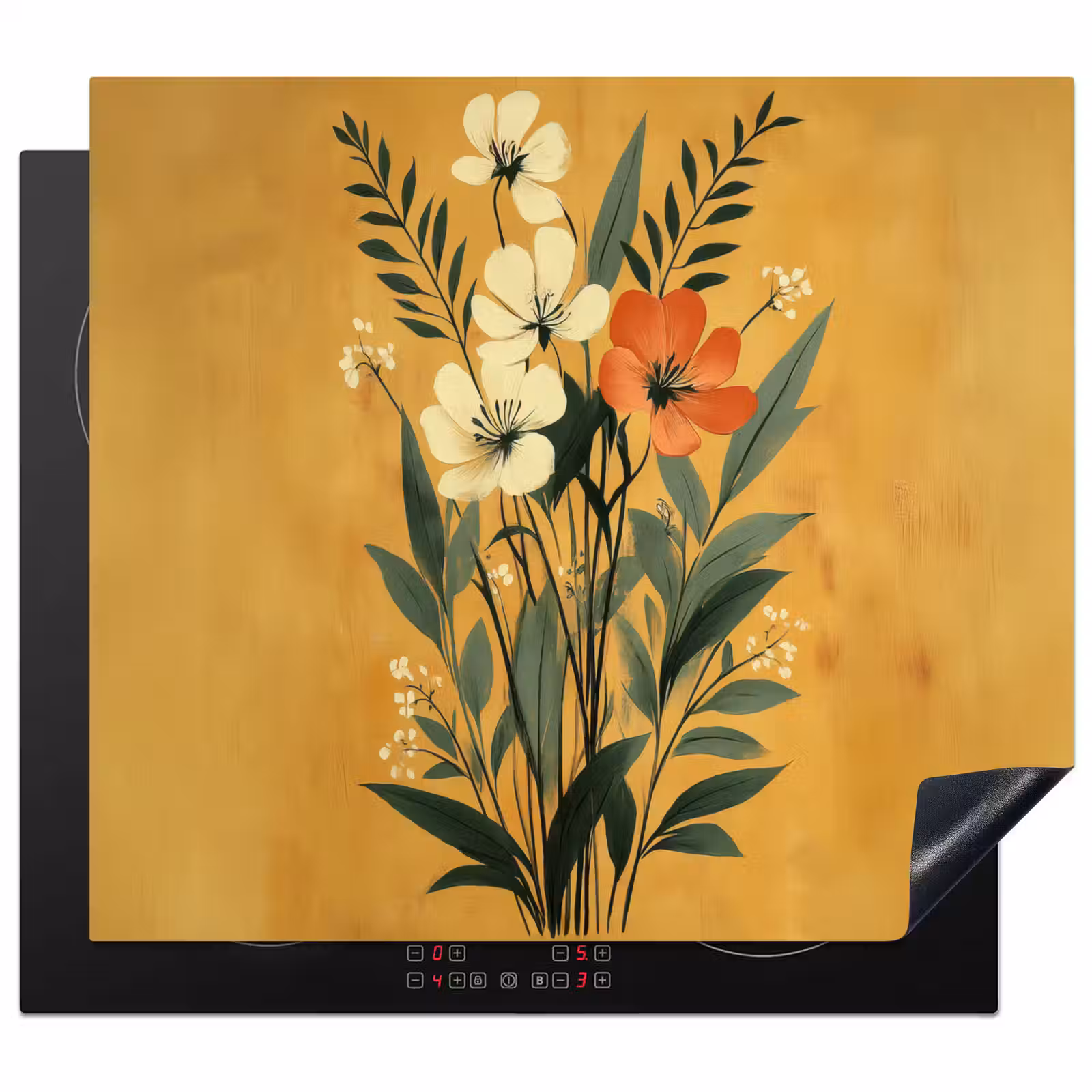 Protezione piano induzione - Foglie - Bouquet - Giallo — 1