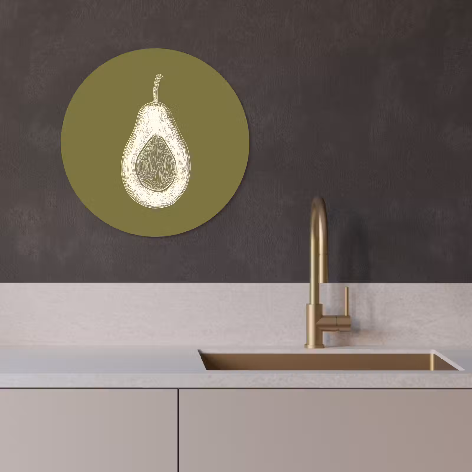 Quadro rotondo - Avocado - Minimalista - Illustrazione - Verde — 1