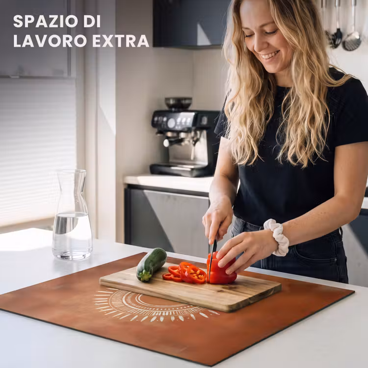 Protezione piano induzione - Astratto - Linee - Raggi di sole - Marrone rossiccio — 5