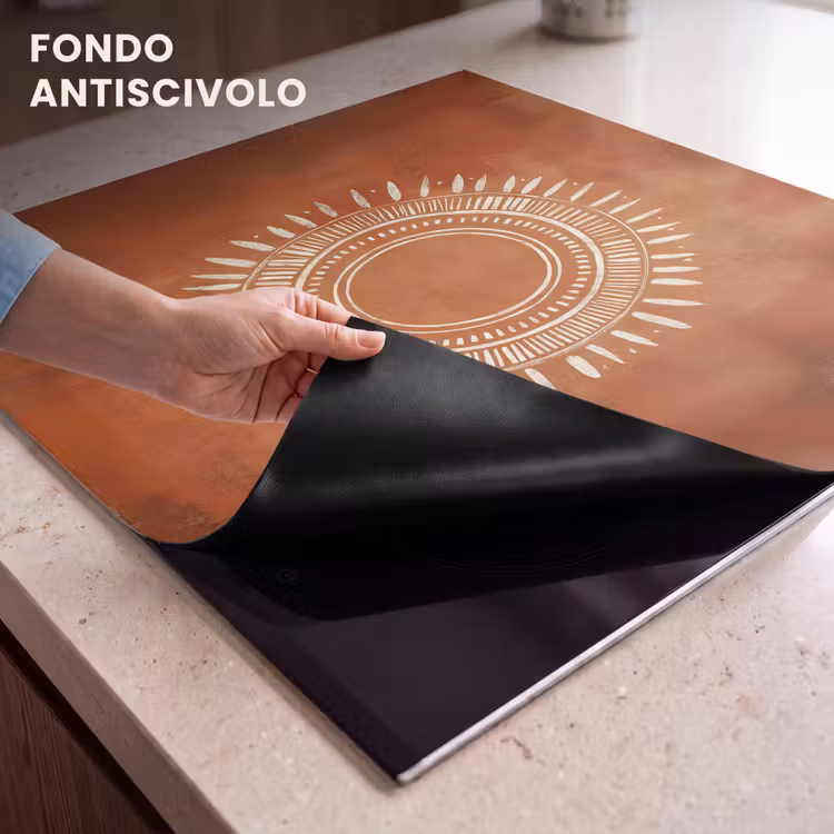 Protezione piano induzione - Astratto - Linee - Raggi di sole - Marrone rossiccio — 6