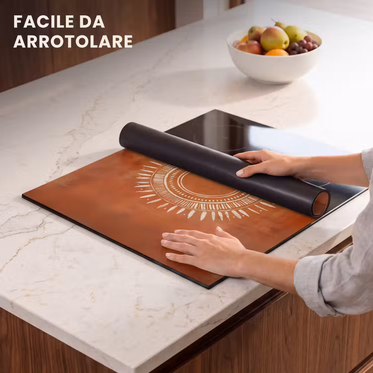 Protezione piano induzione - Astratto - Linee - Raggi di sole - Marrone rossiccio — 7