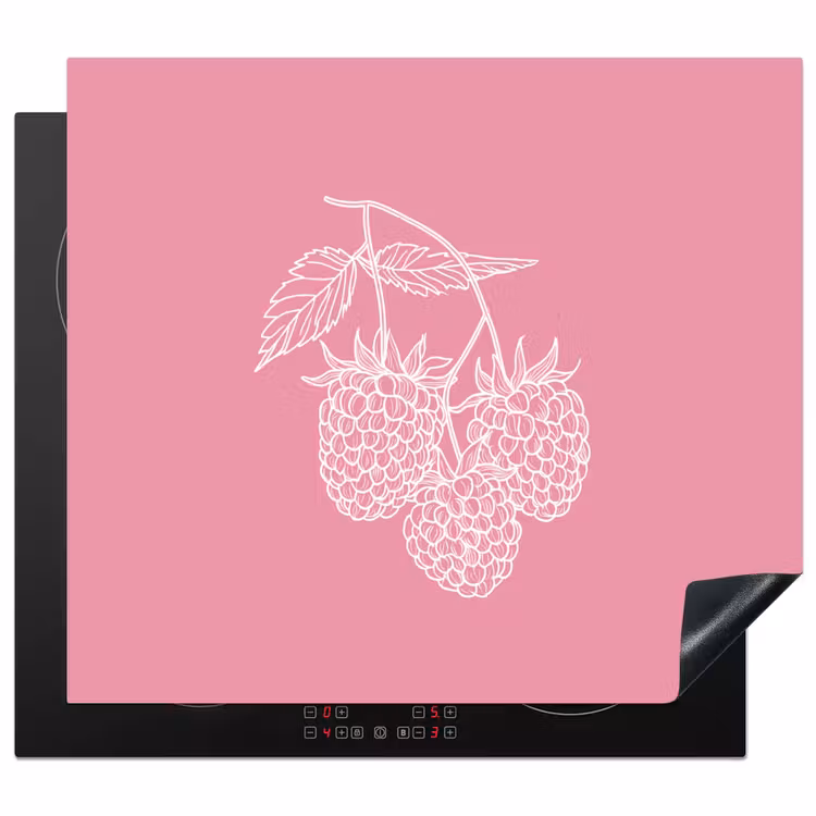 Protezione piano induzione - Lamponi - Gambo - Disegnato - Rosa — 1