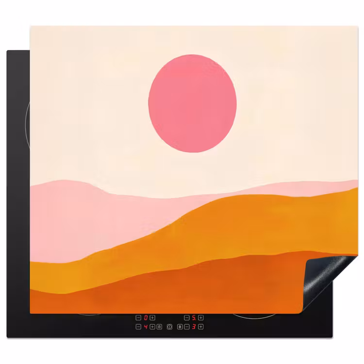 Protezione piano induzione - Sole - Colline - Astratto - Rosa — 1