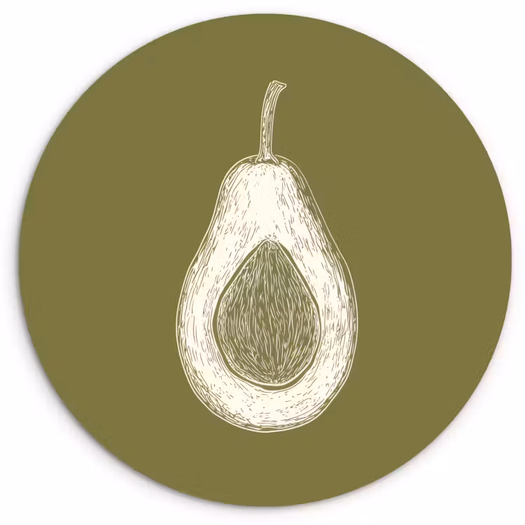 Quadro rotondo - Avocado - Minimalista - Illustrazione - Verde — 2