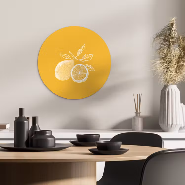 Quadro rotondo - Limoni - Illustrazione - Minimalista - Giallo — 2