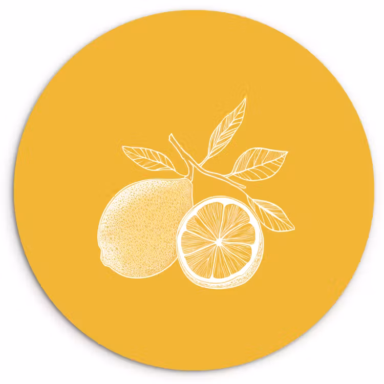 Quadro rotondo - Limoni - Illustrazione - Minimalista - Giallo — 3