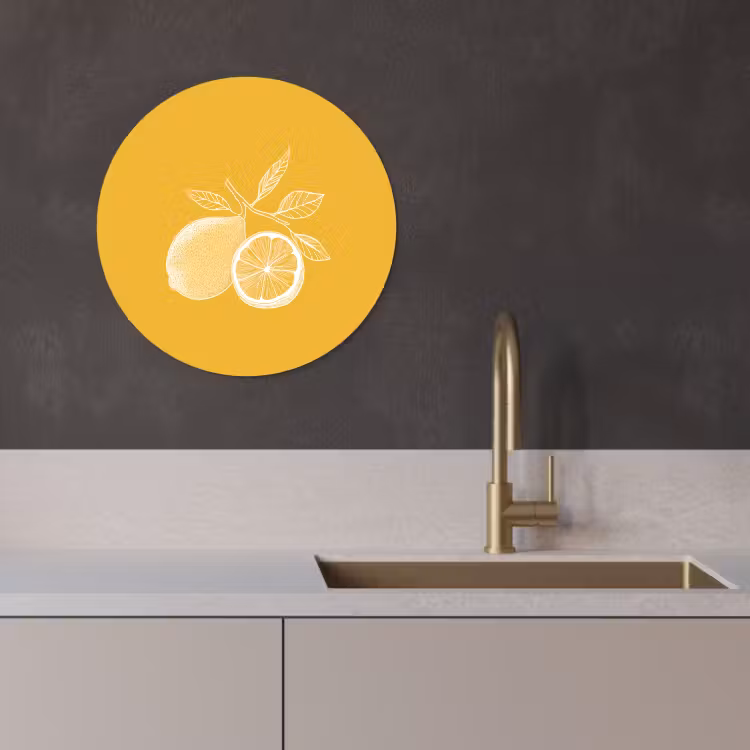 Quadro rotondo - Limoni - Illustrazione - Minimalista - Giallo — 4