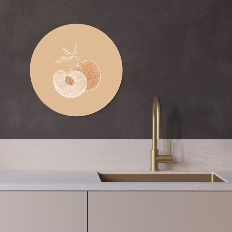 Quadro rotondo - Pesca - Disegno a linee - Pit - Beige — 2