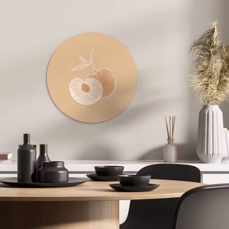 Quadro rotondo - Pesca - Disegno a linee - Pit - Beige — 3