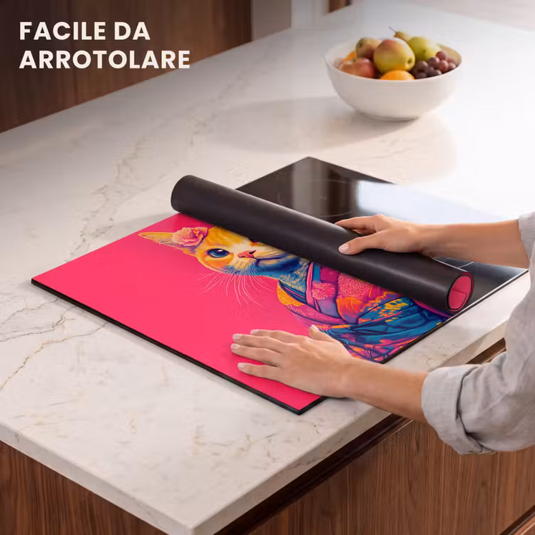 Protezione piano induzione - Gatto - Kimono - Fiori - Rosa — 7