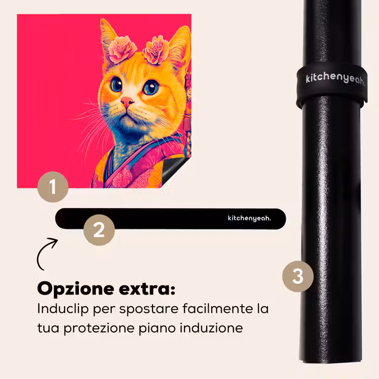 Protezione piano induzione - Gatto - Kimono - Fiori - Rosa — 8
