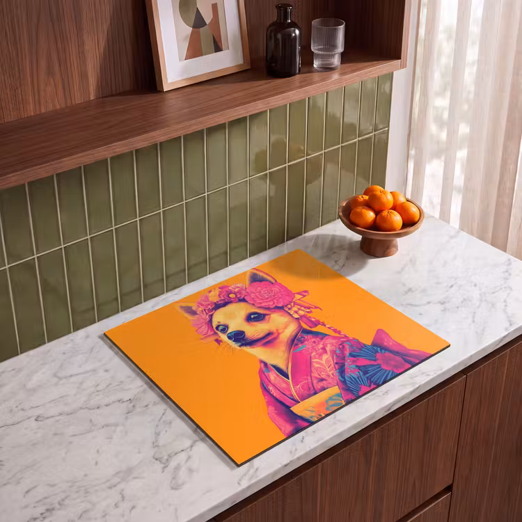 Protezione piano induzione - Kimono - Cagnolino - Corona di fiori - Arancione — 4