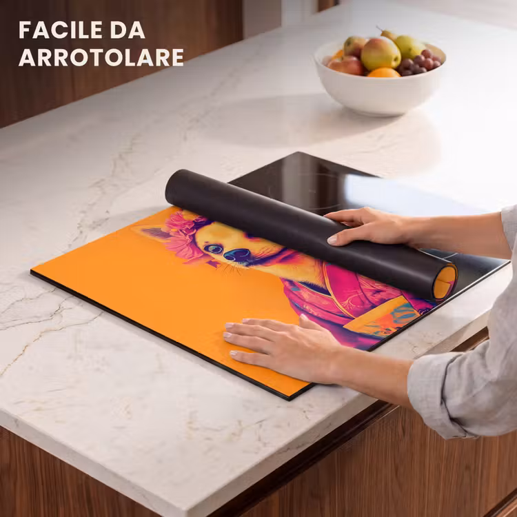 Protezione piano induzione - Kimono - Cagnolino - Corona di fiori - Arancione — 7