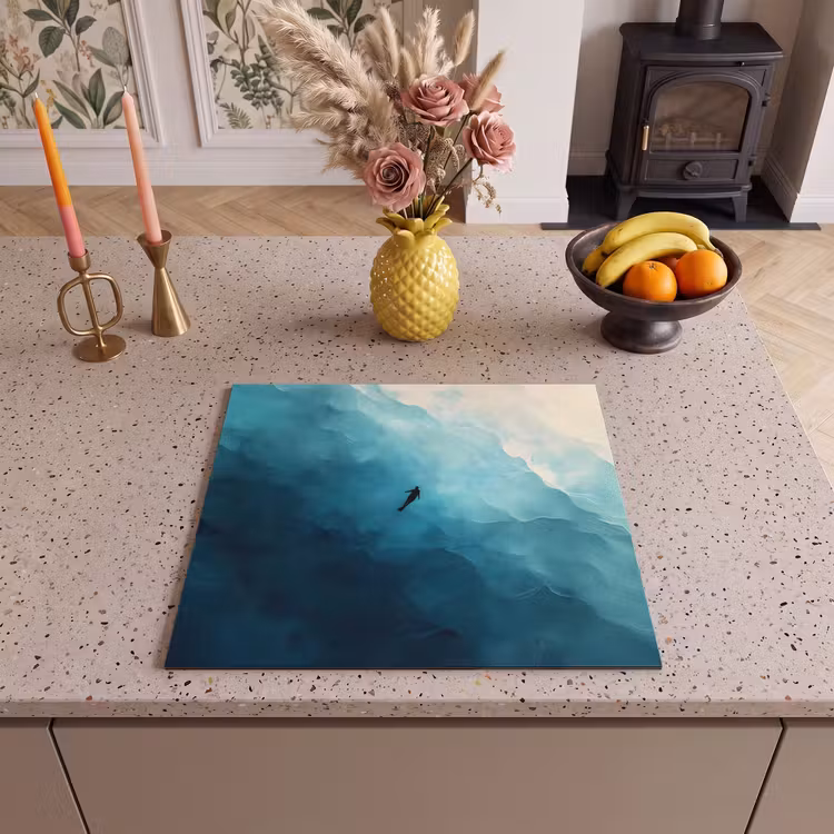 Protezione piano induzione - Mare - Silhouette - Astratto - Blu — 3