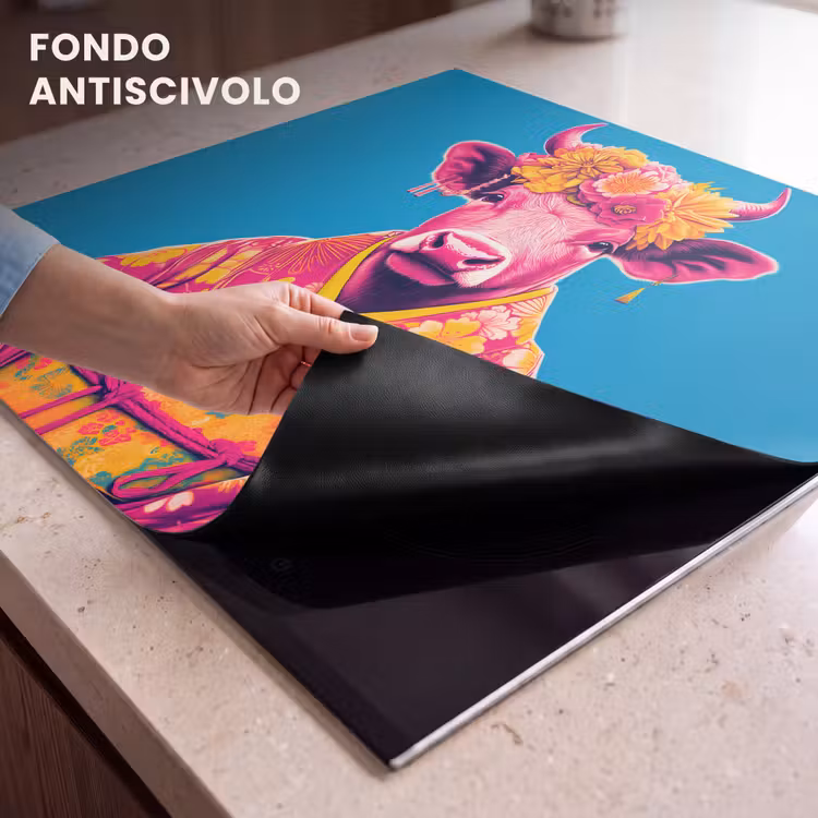 Protezione piano induzione - Mucca - Corona di fiori - Orecchini - Kimono — 6