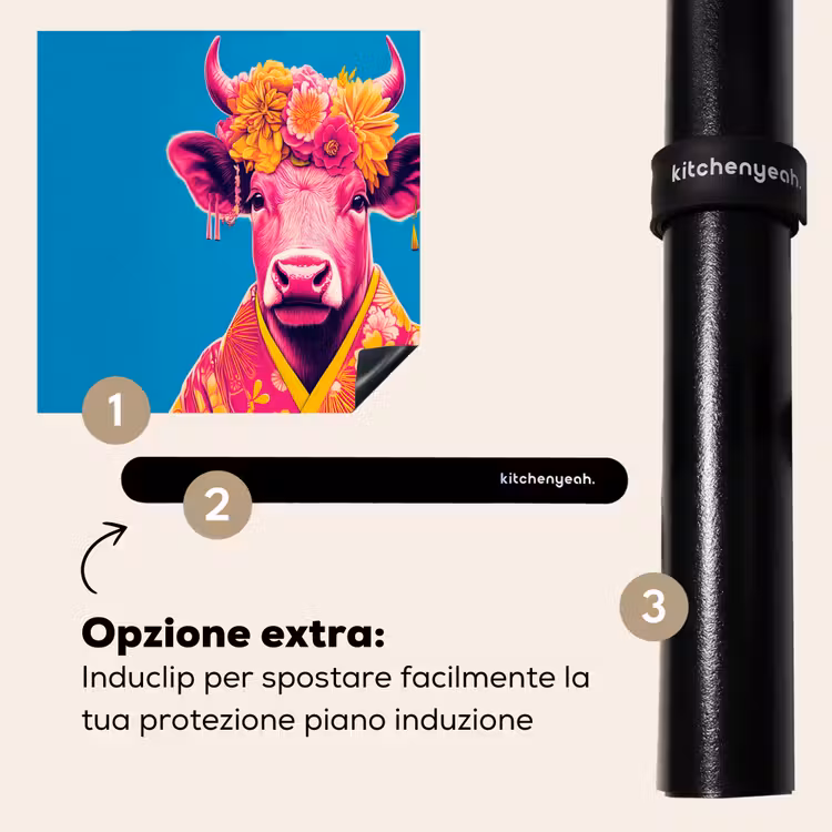 Protezione piano induzione - Mucca - Corona di fiori - Orecchini - Kimono — 8