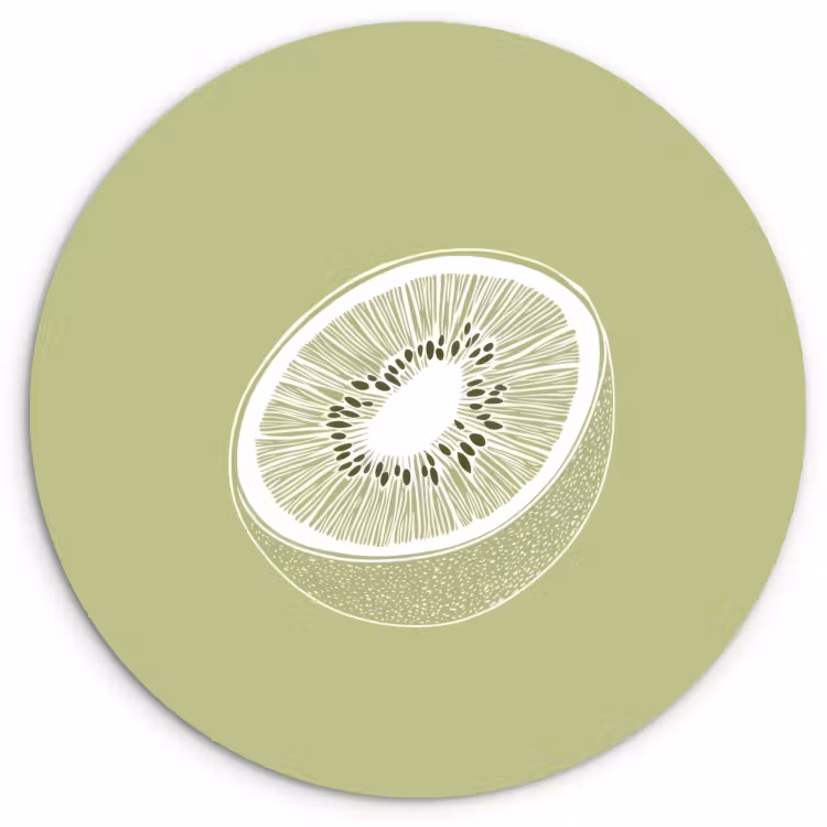 Quadro rotondo - Kiwi - Disegno a linee - Minimalista - Verde — 3