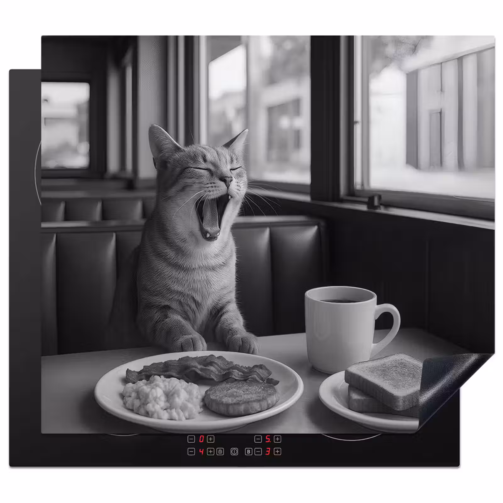 Protezione piano induzione - Gatto - Caffè - Pane - Nero — 1