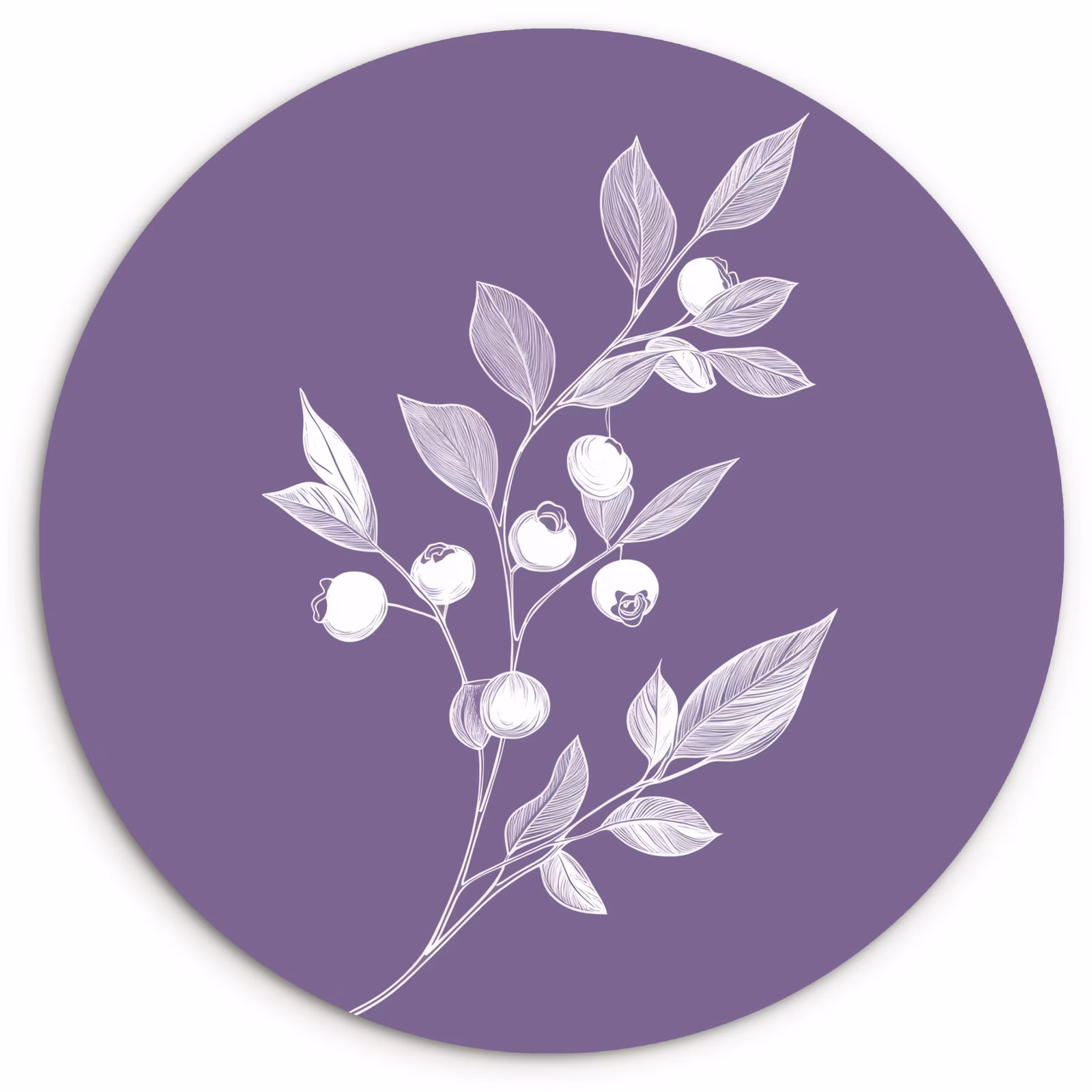 Quadro rotondo - Ramo - Ornamentale - Foglie - Minimalista — 1
