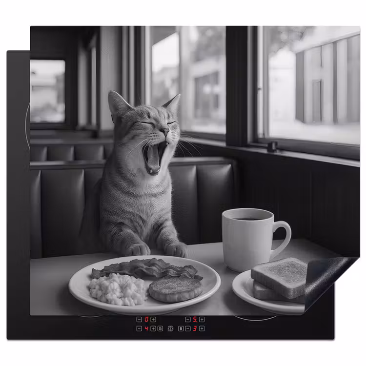 Protezione piano induzione - Gatto - Caffè - Pane - Nero — 1