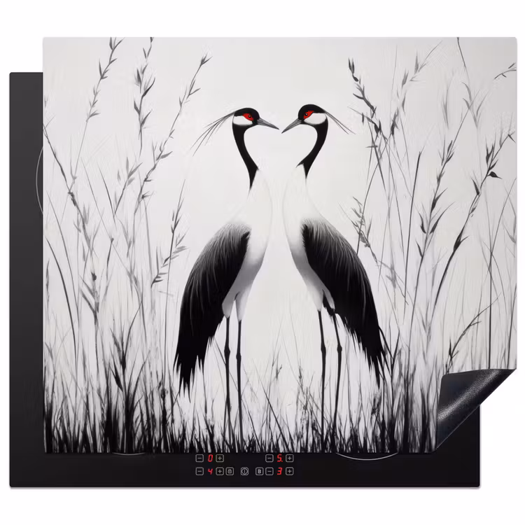 Protezione piano induzione - Gru - Erba - Forma di cuore - Nero — 1