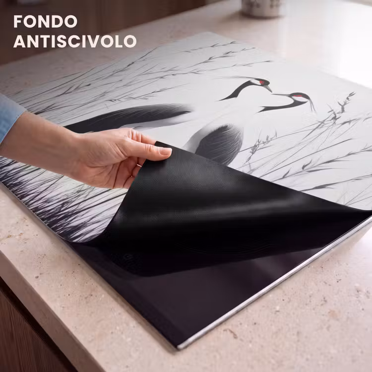 Protezione piano induzione - Gru - Erba - Forma di cuore - Nero — 6