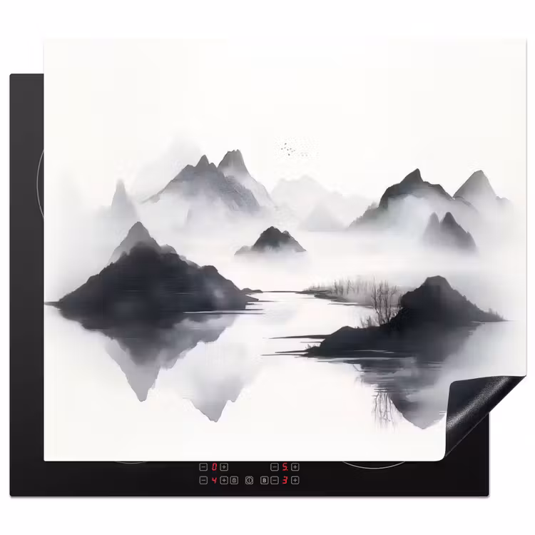Protezione piano induzione - Montagne - Nebbia - Acqua - Bianco — 1