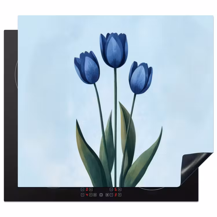 Protezione piano induzione - Tulipani - Blu - Foglie — 1