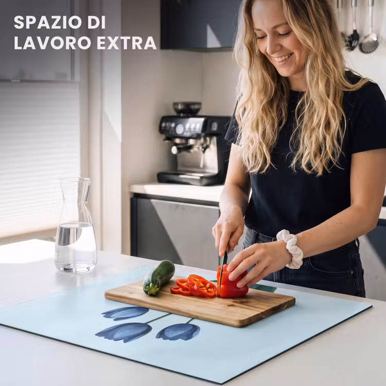 Protezione piano induzione - Tulipani - Blu - Foglie — 5